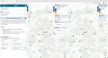 Voorbeeld van twee uitgangsscenario's naast elkaar om het aantal verplaatsingen per zone en per modaliteit te vergelijken