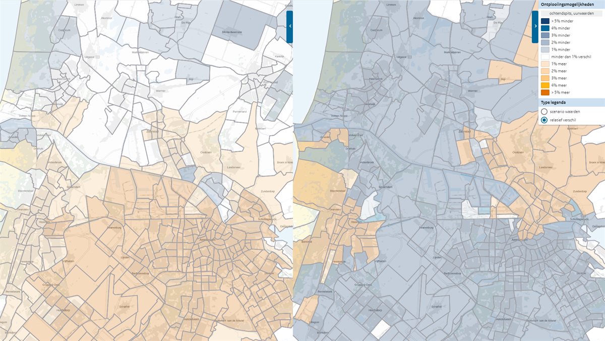 Verschillenkaart met zones