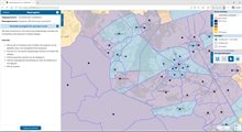 Voorbeeld van de kaart waarbij zones geselecteerd kunnen worden om de matrix aan te passen