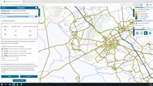 Voorbeeld van een kaart met minder dan vier geselecteerde wegvakken met de getoonde informatie en de invulvelden in de linkerkolom