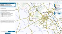 Voorbeeld van een kaart met meer dan vier geselecteerde wegvakken met de getoonde informatie en de invulvelden in de linkerkolom