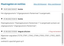 Voorbeeld maatregelen en notities in het logboek