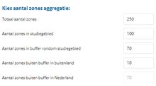 Weergave van de selectie aantal zones