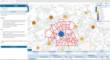 Voorbeeld van de visualisatie van CO2 uitstoot van het verkeer van een geselecteerde gemeente