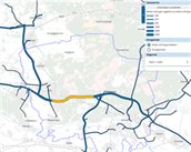 Screenshot van het kaartbeeld van de module Selected Link Analyse