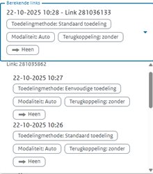 Screenshot van de dropdown-lijst