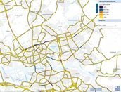 Kaartafbelding van het module Snelheid auto spits/freeflow