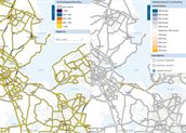 Kaartbeeld van effectenmodule Snelheid spits/freeflow