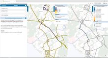 Voorbeeld van de effectenmodule waarbij de verschillen zichtbaar zijn tussen de snelheid in de spits ten opzichte van de freeflow-situatie in vergelijking met andere scenario’s.