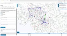 Voorbeeld van het aantal verplaatsen tussen de zones