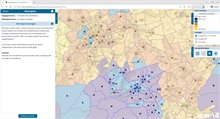 Voorbeeld van een kaart met de gebieden en zones waar extra verplaatsingen aan kunnen worden toegevoegd door het aantal extra woningen in te voeren.