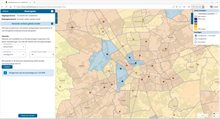 Voorbeeld van een kaart en de invulvelden om het aantal ritten in het gehele model aan te passen