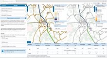 Voorbeeld van de effectenmodule waarbij de netwerkeigenschappen voor de auto kunnen worden vergeleken tussen uitgangsscenario’s en/of maatregelscenario’s