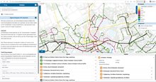 Voorbeeld van het OV netwerk met de lijn- en halteinformatie als eigenschap weergegeven