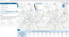 Voorbeeld van de effectenmodule waarbij de afstandsverdeling kan worden vergeleken tussen uitgangsscenario’s en/of maatregelscenario’s