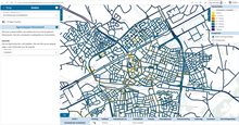 een voorbeeld van hoe de module eigenschappen fietsnetwerk de fietssnelheden weergeeft