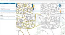 Voorbeeld van de effectenmodule waarbij de netwerkeigenschappen kunnen worden vergeleken tussen uitgangsscenario’s en/of maatregelscenario’s voor de fiets