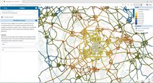 In dit voorbeeld zijn de reistijdisochronen te zien van de auto