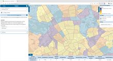 Voorbeeld van hoe het aantal inwoners uit de socio-economische gegevens zichtbaar worden gemaakt per zone