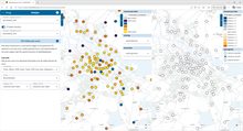 Een voorbeeld van twee uitgangsscenario's naast elkaar om het aantal inwoners per halte te kunnen vergelijken