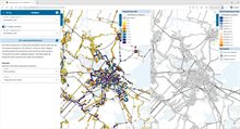 Een voorbeeld van twee uitgangsscenario's naast elkaar om de OV indicator frequentie per halte te kunnen vergelijken