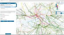 Voorbeeld van een kaart met het OV-netwerk waarop OV-lijnen kunnen worden aangepast