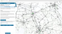 Voorbeeld van het OV-netwerk waarop de reistijd tussen twee zones is aangepast