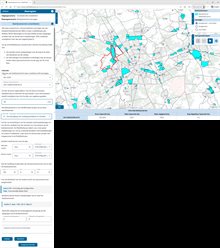 Voorbeeld van een kaart en de invulvelden om extra bedrijven toe te voegen in de linkerbalk