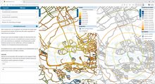 Voorbeeld van de effectenmodule waarbij de reistijdisochronen voor modaliteiten kunnen worden vergeleken tussen uitgangsscenario’s en/of maatregelscenario’s