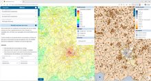 Voorbeeld van de effectenmodule waarbij de reistijd van en naar een zone voor modaliteiten kunnen worden vergeleken tussen uitgangsscenario’s en/of maatregelscenario’s