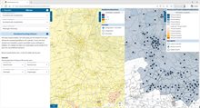 Voorbeeld van de effectenmodule waarbij de reistijdverhouding OV en auto kunnen worden vergeleken tussen uitgangsscenario’s en/of maatregelscenario’s